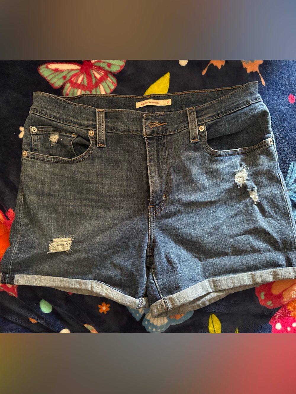 Levi’s Distressed Denim Mid Length Shorts